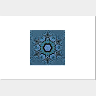 detailed shades of turquoise blue floral fantasy in square format Posters and Art